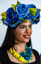 Yellow Blue 3D Flowers Necklace "Ukraine" - Lora's Treasures