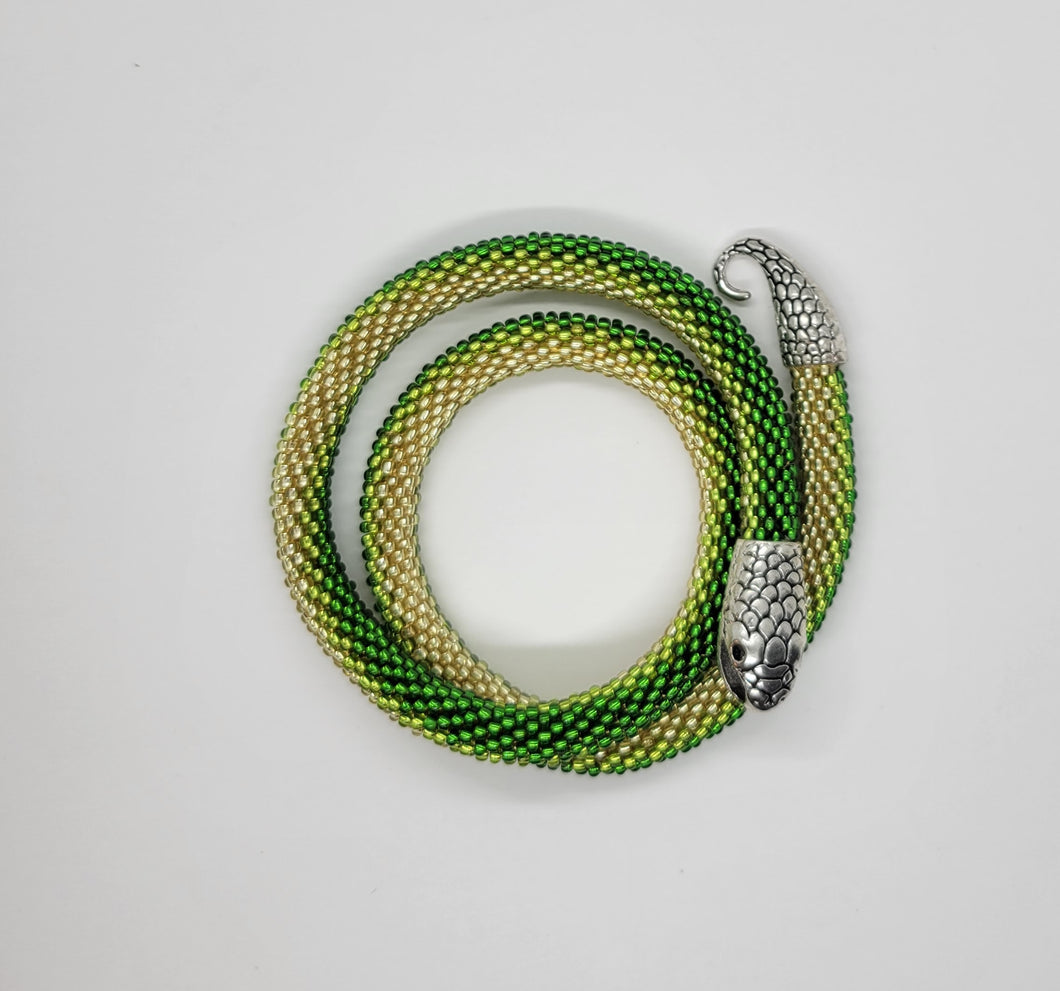 SNAKE 2 time twisted beaded bracelet or choker - Lora's Treasures