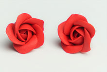 Small red rose stud earrings - Lora's Treasures