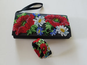 Set of 2 Handmade Embroidery Handbag and 2 Sided Bracelet - Lora's Treasures