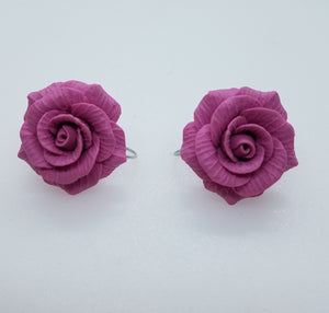 Big rose flower Earrings - Lora's Treasures