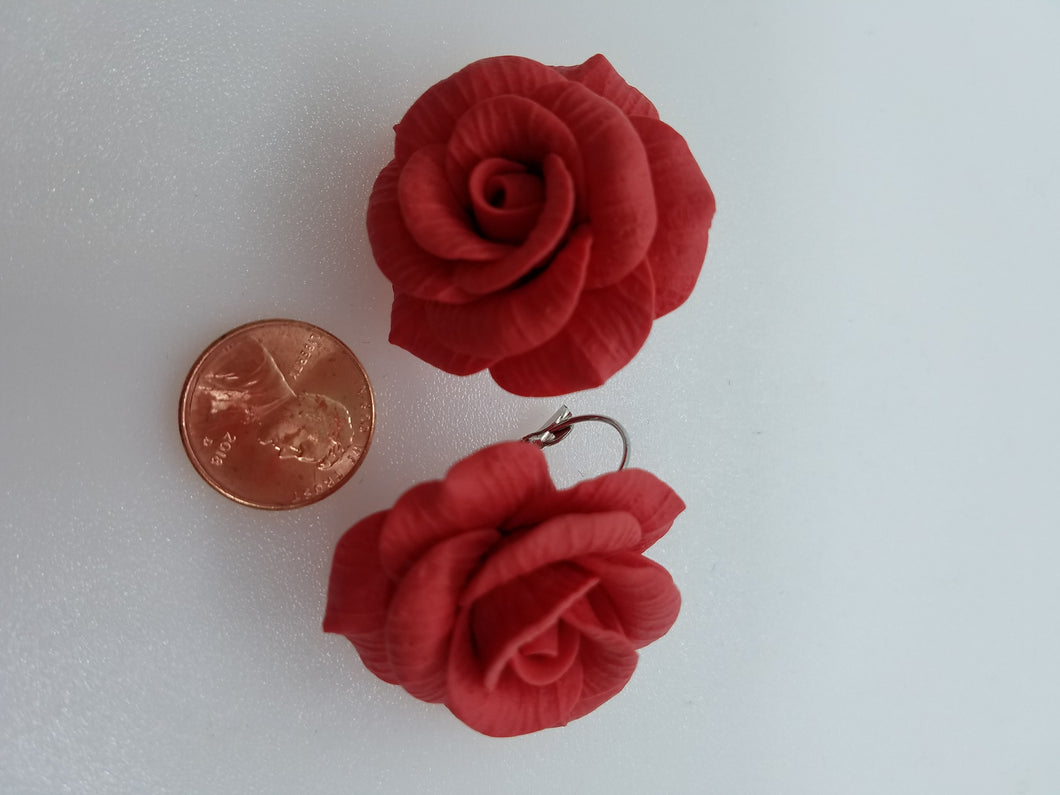 Big rose flower Earrings - Lora's Treasures